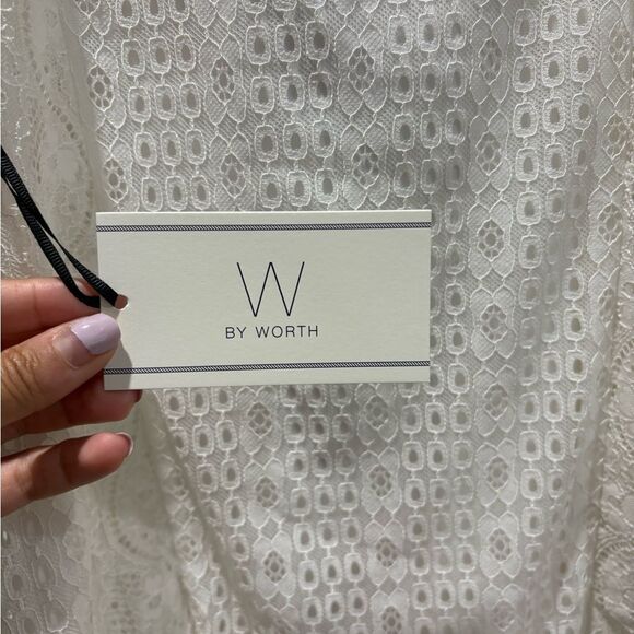 W by Worth white Lace Sheer Victorian Tie Collar Camisole Layered Tank - Picture 6 of 6